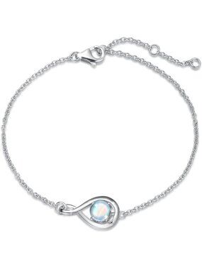 Sterling Silver Infinity Birthstone Bracelet for Women - Elegant Gift Idea